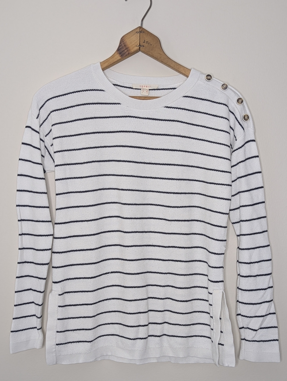 Esprit Women's Nautical Sweater with Button Shoulder Size Extra Small *FLAW*